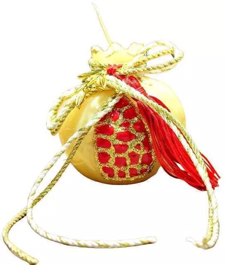 Ρόδι Κέρινο Medium 7x8cm Σειρά 2 Στολισμένο Εκρού