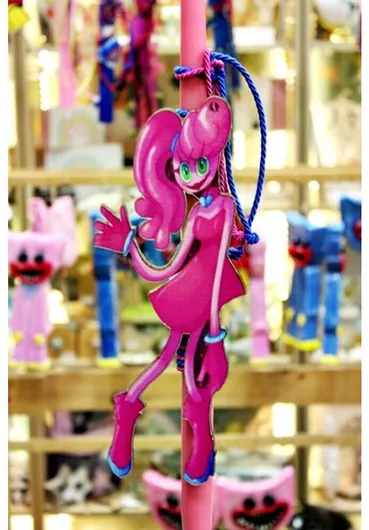 Πασχαλινή Λαμπάδα Μεγάλη Ξύλινη Πόπη Χάγκι Γουάγκι 003135 Ροζ