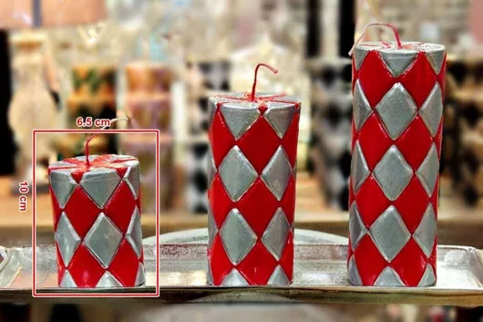 Κερί Carve Ρόμβους 7.5*10 Ασημί Κόκκινο