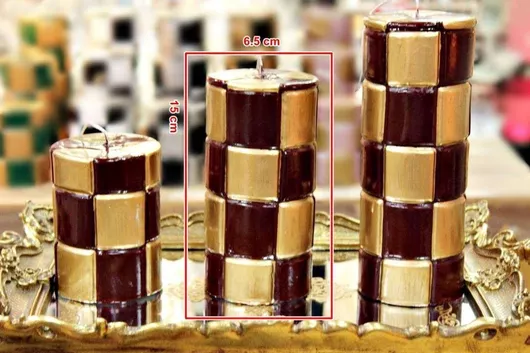 Κερί Carve Τετράγωνα 7.5*15 Χρυσό Μπορντώ