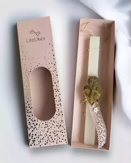 Πασχαλινή Λαμπάδα Στρογγυλή με Κουτί Ροζ