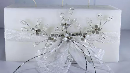 Πασχαλινή Λαμπάδα Τετράγωνη Λευκό 25cm.