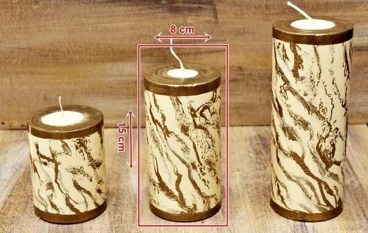 Κερί Marble 8x20 Εκρού Χρυσό