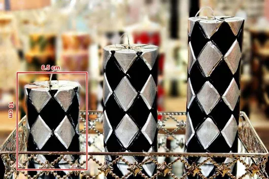Κερί Carve Ρόμβους 7.5*10 Ασημί Μαύρο