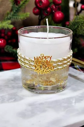 Αρωματικό Κερί Ποτήρι Φ85 X 89 Cm Στολισμό Gel Χρυσό Φύλλα