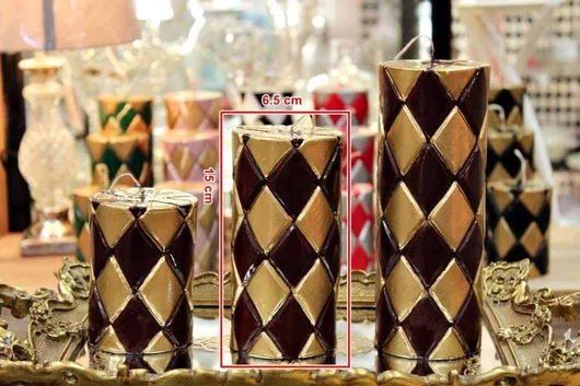 Κερί Carve Μπορντώ Ρόμβους 7.5*15 Χρυσό