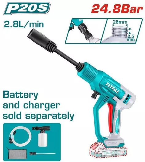 Πλυστικό Μπαταρίας Total 20V Solo με Πίεση 24.8bar