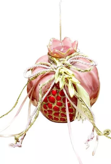 Ρόδι Κέρινο Xl 12x13cm Σειρά 2 Στολισμένο Σάπιο Μήλο