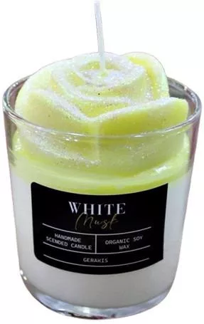 Αρωματικό Κερί Σόγιας Τριαντάφυλλο White Musk Ποτήρι Big Φ85 X 89 Cm