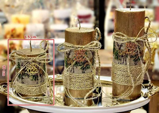 Σαγρέ Κερί 6.5*10 Στολισμό Happy New Year