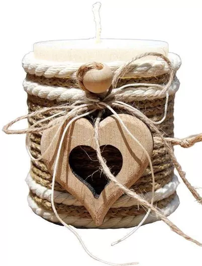 Χειροποίητο Σαγρέ Κερί Ξύλινη Καρδιά 8x10 0519599