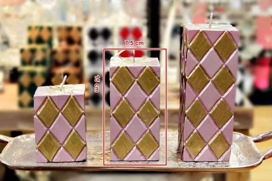 Κερί Carve Τετράγωνο 75*75*15 Ροζ Χρυσό