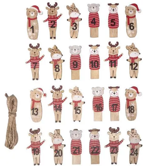 Μανταλάκια Rayher Χριστουγεννιάτικα Ζωάκια Ημερολόγιο 1-24 46772000