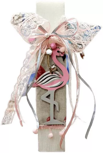 Πασχαλινή Λαμπάδα Πλακέ 25cm. Ροζ