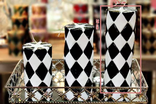 Κερί Carve Ρόμβους 7.5*20 Μαύρο Λευκό