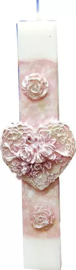 Πασχαλινή Λαμπάδα πλακέ αρωματική & χειροποίητη ροζ