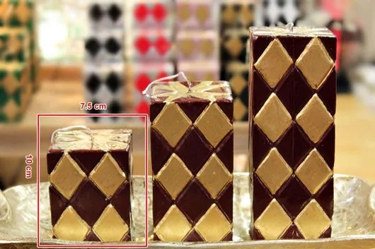 Κερί Carve Τετράγωνο 7.5*7.5*10 Μπορντώ Χρυσό