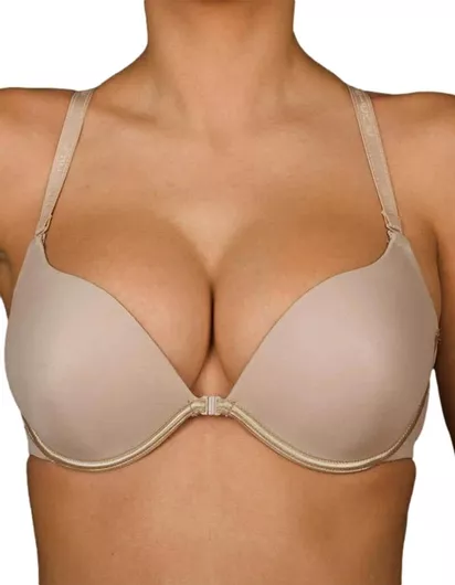 Selene μπεζ σουτιέν super push up cup B χωρίς ραφές, πολλαπλών θέσεων, με μπροστινό κούμπωμα - κωδ. ELY