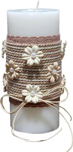 Αρωματικό Κερί Χειροποίητο Εκρού Λουλούδια 65x15 0516030