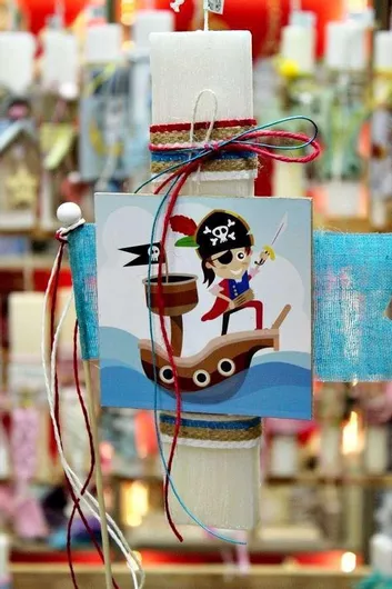 Πασχαλινή Λαμπάδα Πειρατής Στρογγυλή