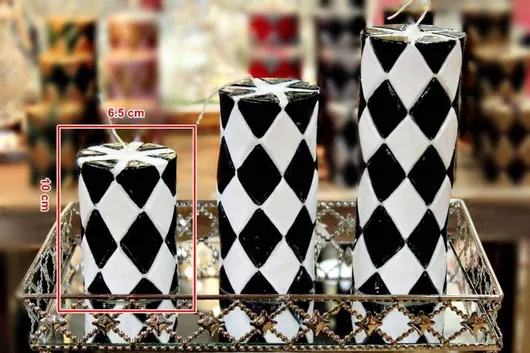 Κερί Carve Ρόμβους 7.5*10 Μαύρο Λευκό