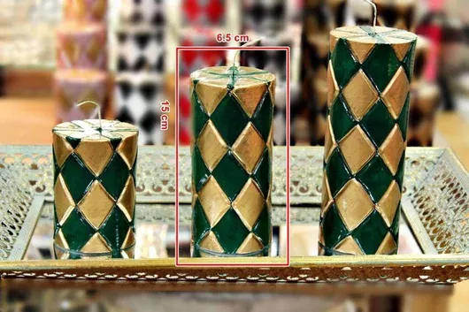 Κερί Carve Ρόμβους 7.5*15 Πράσινο Χρυσό