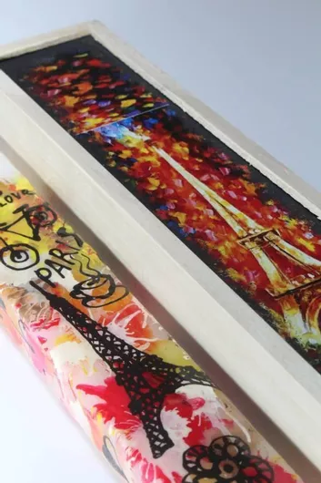 Πασχαλινή Λαμπάδα Πλακέ με Κουτί Παρίσι Ποδήλατο