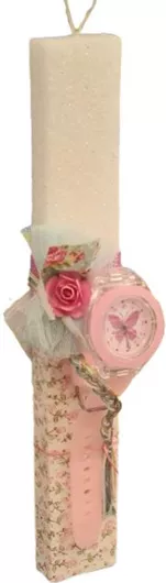 Πασχαλινή Λαμπάδα Πλακέ Χειροποίητη Λευκό