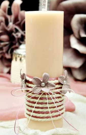 Αρωματικό Κερί Στολισμένο Κορδόνι Λουλούδια 6.50x20cm Σάπιο Μήλο