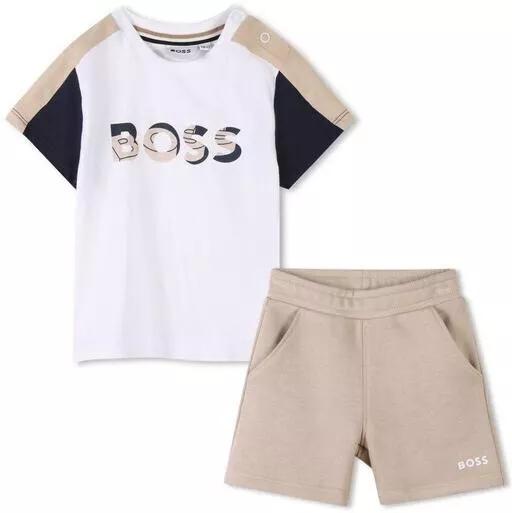 Hugo Boss Παιδικό Σετ με Σορτς Καλοκαιρινό 2τμχ Καφέ