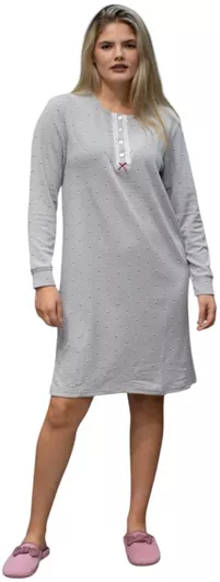 Caress Χειμερινό Fleece Γυναικείο Νυχτικό Γκρι