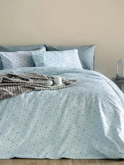 Σετ Σεντόνια Palamaiki King Size με Λάστιχο 240x260+30cm Fashion Life Fl6259 Γαλάζιο 4τμχ.