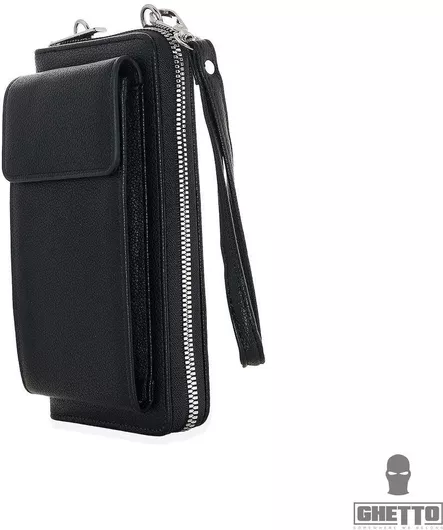 Ghetto Γυναικεία Τσάντα Χιαστί Mobile Phone Mini Μαύρο
