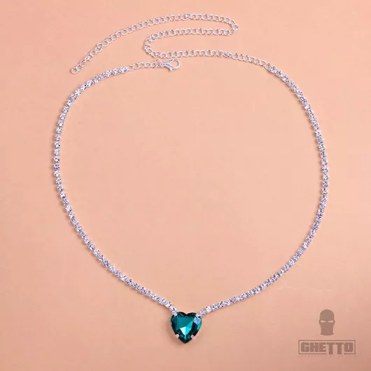 Ghetto Γυναικείο Κολιέ Choker Crystal με Σχέδιο Καρδιά