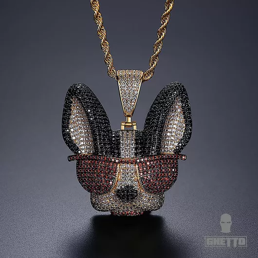 Ghetto Ανδρικό Κολιέ Μενταγιόν Hip Hop Jewelry Animal Dog