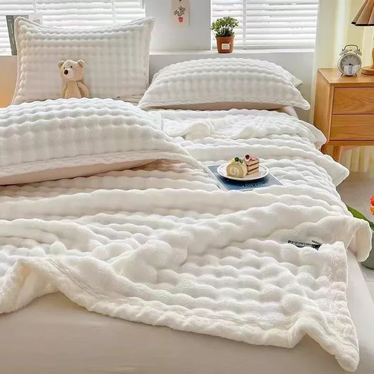 Κουβέρτα Fleece Rappid flc54 Υπέρδιπλη 220x240cm Λευκό