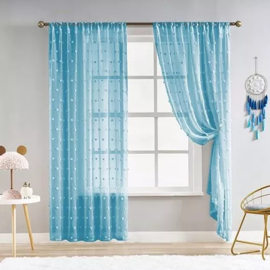 Κουρτίνα 521-13 με Τρέσα Πον Πον Μέτρια Σκίαση 280x280cm Πετρόλ