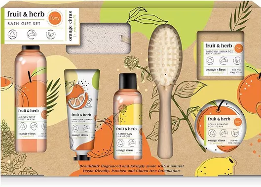 Foxy Orange Citrus Fruit & Herb Σετ Περιποίησης για Καθαρισμό Σώματος 7τμχ