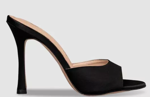 Envie Shoes Σατέν Mules με Λεπτό Ψηλό Τακούνι - Μαύρο