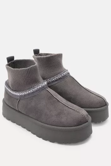 Luigi Γυναικεία Μποτάκια με Γούνα Γκρι