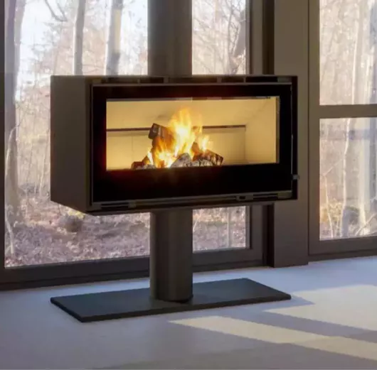 Ενεργειακό Τζάκι C&A Chama Salamander Cristal 88 Ξύλου 10.5kW Ίσιο με Ανοιγόμενη Πόρτα Κυλινδρική Βάση