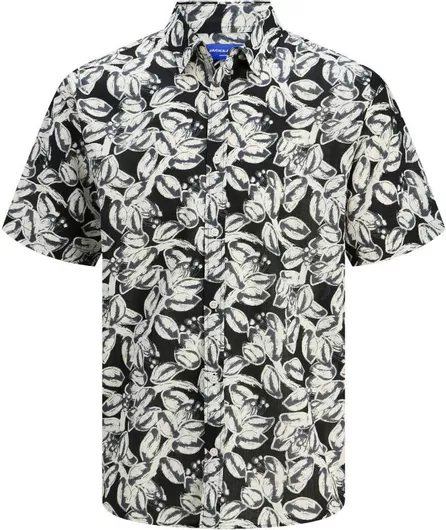 Jack & Jones Παιδικό Floral Πουκάμισο Κοντομάνικο Μαύρο