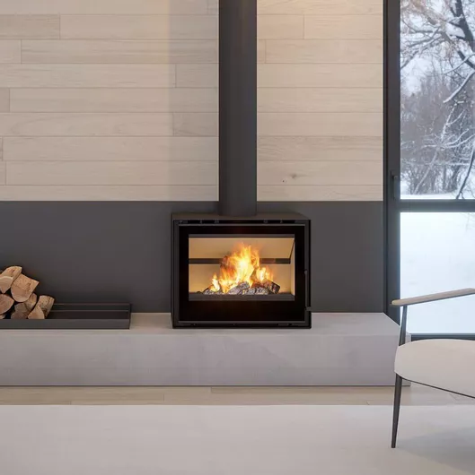 Ενεργειακό Τζάκι C&A Chama Salamander Cristal 88 Ξύλου 10.5kW Ίσιο με Ανοιγόμενη Πόρτα Βάση Τοίχου