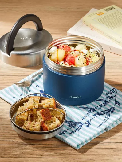 Δοχείο Φαγητού Qwetch Θερμός Inox 850ml Μπλε