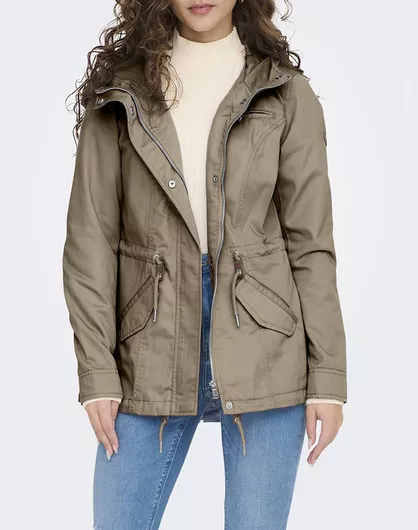 Only Μακρύ Γυναικείο Μπουφάν Παρκά Χειμερινό Sandy Brown