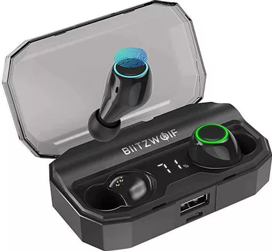 BlitzWolf BW-FYE3S In-ear Bluetooth Handsfree Ακουστικά με Θήκη Φόρτισης Μαύρο