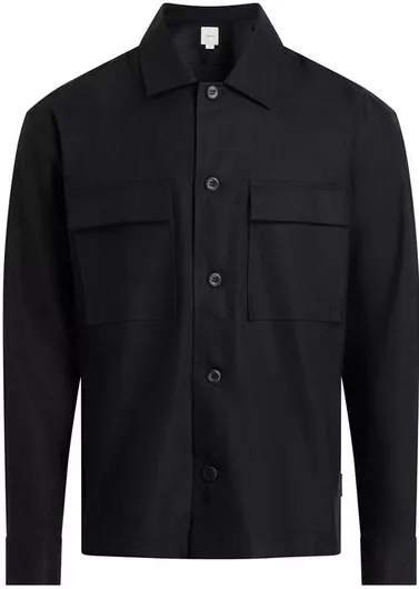 Calvin Klein Overshirt Μακρυμάνικo Λινό Πουκάμισο Μαύρο