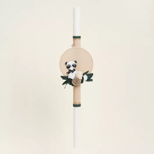 Beauty Home Λαμπάδα Βάπτισης με θέμα Panda 85cm Λευκό