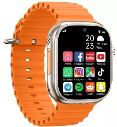 Gs37 1.95 Inch Screen Smart Phone Watch 1gb+16gb Android 9.0 Spreadtrum Sl8541e Network 4g Single Nano Sim Front & Rear Camera Orange Gold