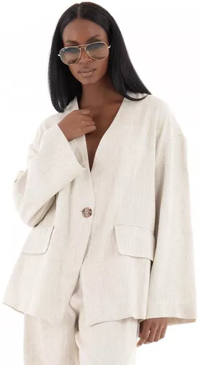 Souvenir Women's Blazer - Light Beige (σακάκι Γυναικείο V35a0174-Light Beige)